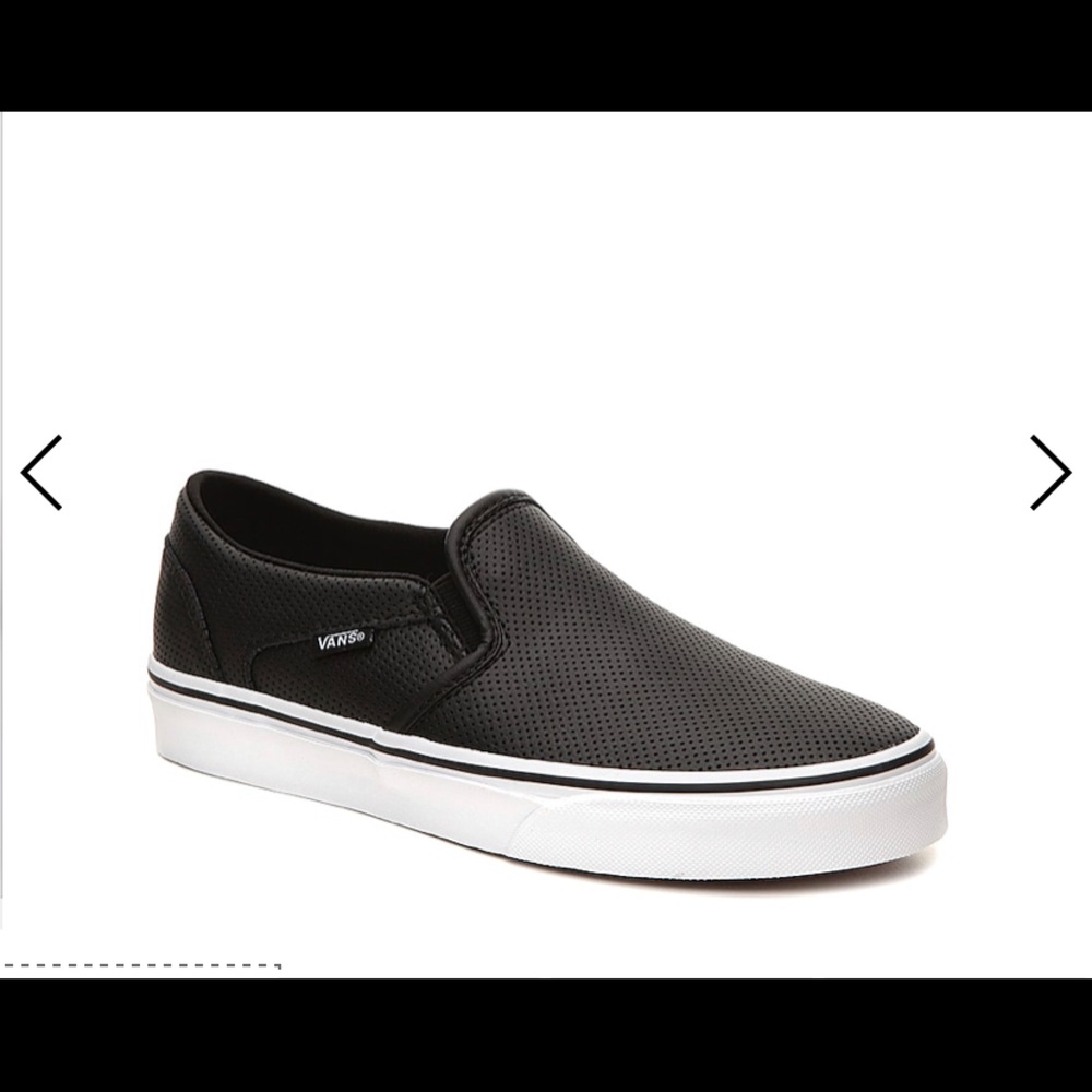 Vans Black Leather Slip On- EUC